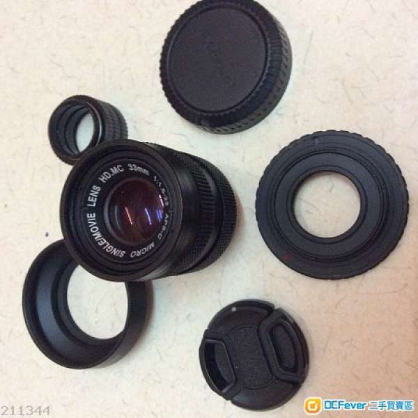 Pentax 鍍膜 APS-C  33mm f1.6 手動電影鏡for Fuji X 系列