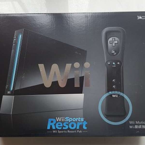 黑色行貨版 Wii Box Set 連一套全新雞肶手掣 + 2 遊戲 (99% New)