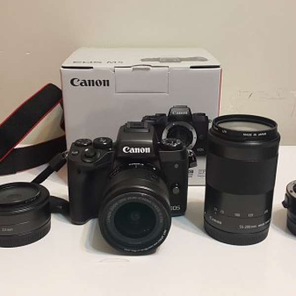 Canon m5+22mm+11-22mm+55-200mm+adapter