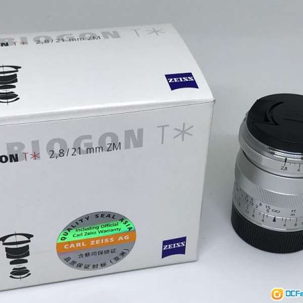 98%new ZEISS Biogon T* 2,8/21 ZM Silver 行貨