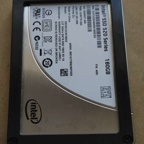 99.99% new Intel 2.5" SSD 520 series 180GB,  SATA 6Gb/s