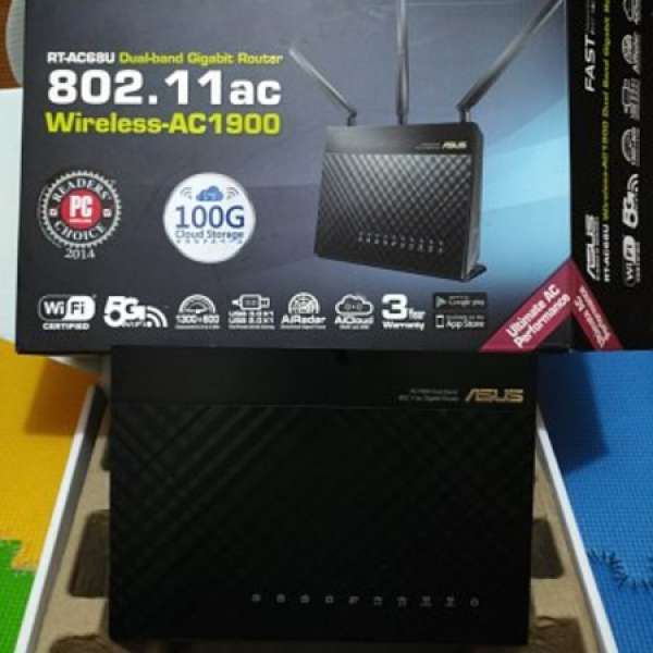 Asus rt-ac68u wireless ac1900 95%新 行貨  仲有保