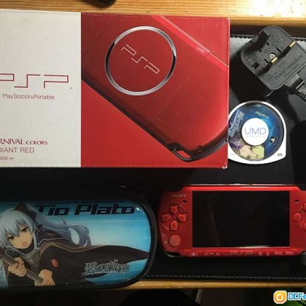 PSP 3000 紅色 (USB 火牛 機套 UMD)