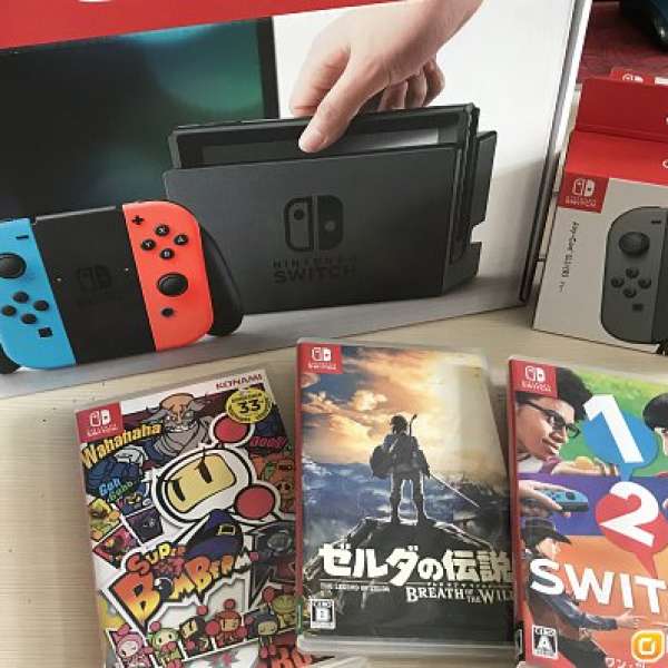 99.9999% New 行貨任天堂 Nintendo Switch 遊戲機連三Game 四手制 !!!