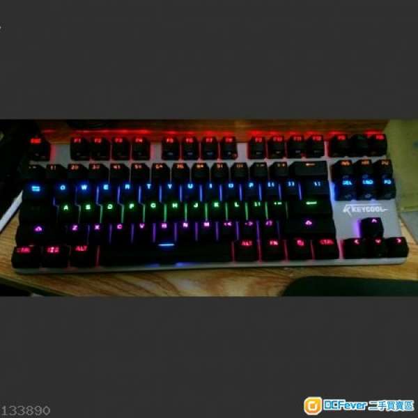 二手 凱酷 keycool 發光機械鍵盤 mechanical keyboard with key lights 87 鍵 keys ...