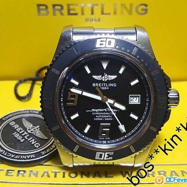 真品BREITLING百年靈SUPEROCEAN 44自動日歷45MM大錶頭FULL SET95%NEW***甚美品***