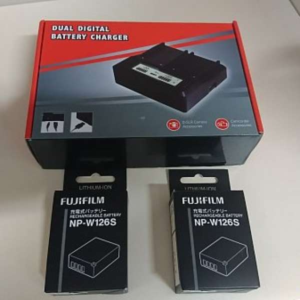 100% NEW Fujifilm NP-W126S 電 + 雙充電器(X-T1, X-T2, X-T10, X-T20 etc)