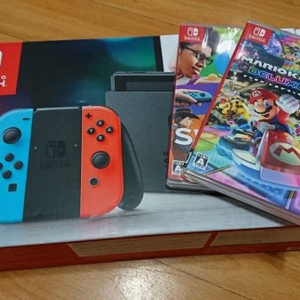 [100% NEW]香港行貨Nintendo Switch 電光紅藍 連1+2 & Mariokart 8 Set