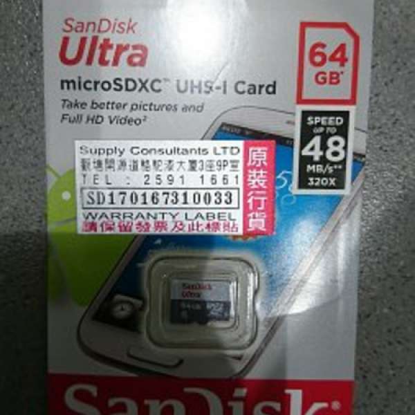 全新 SanDisk Ultra microSDXC 64GB $100