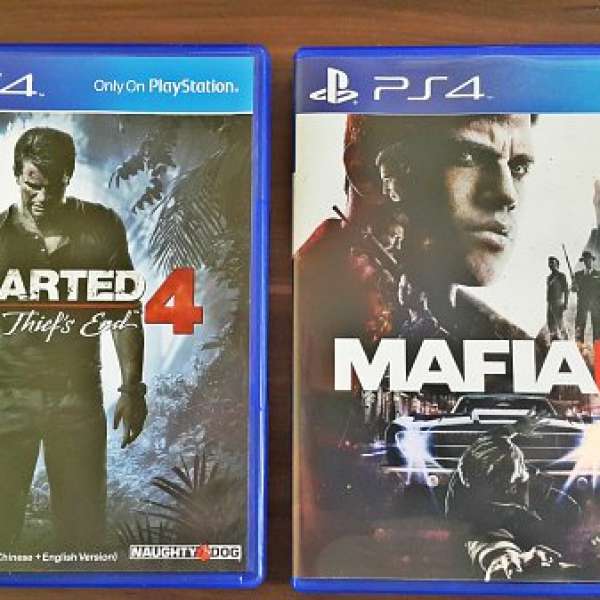PS4 Game 兩隻 UNCHARTED 4, Mafia III, 延長一年保養卡