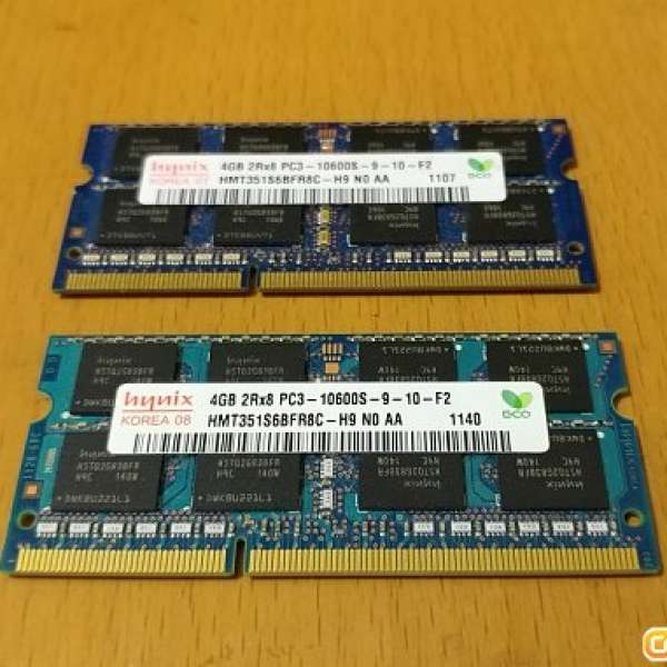 韓國 Hynix DDR3 1333 PC-10600 4GB x 2 (Total 8GB)
