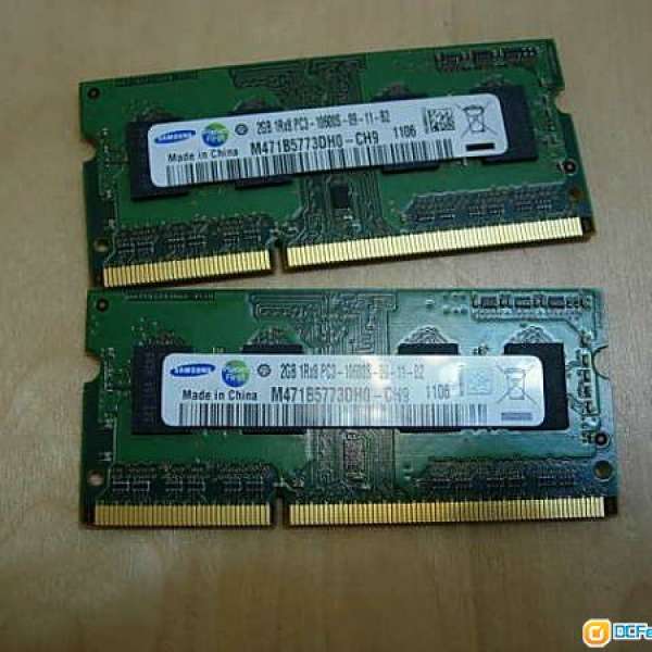 Samsung DDR3 PC3 10600 4G(2G x 2) notebook ram 由Macbook拆下