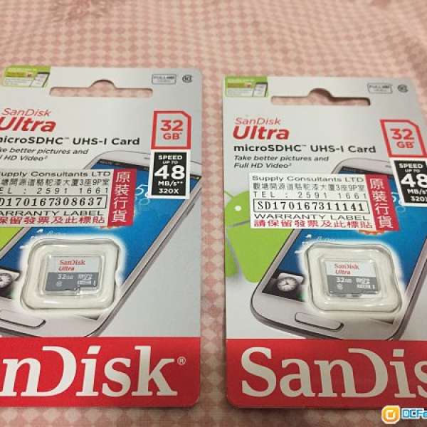 SanDisk Ultra microSDHC UHS-I 32GB兩張