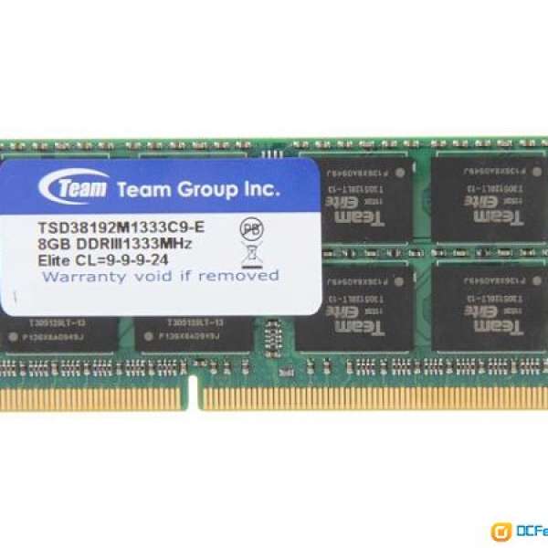 Team Group DDR3 1333 8GB RAM notebook 手提電腦