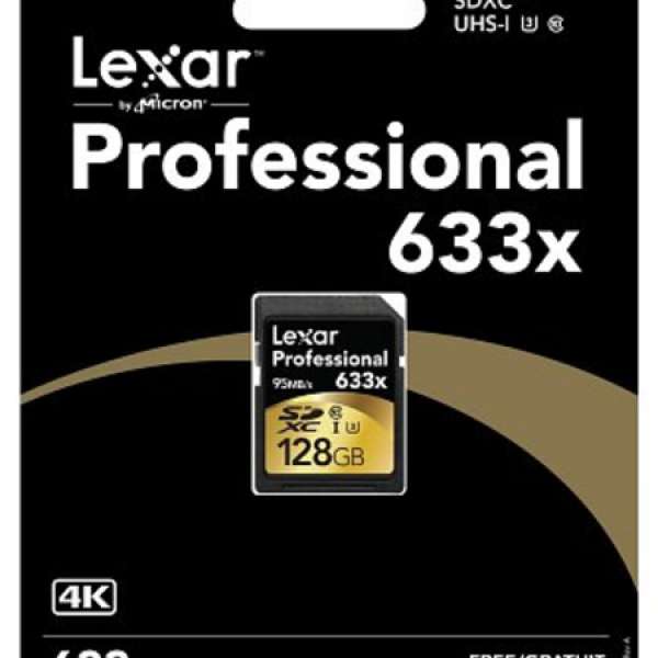 全新高速Lexar Professional 633x 128GB SDXC UHS-I/U3 Card 95MB/s  (4K或旅行 必備