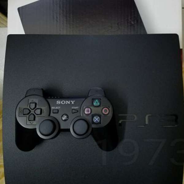 PS3 slim 120G 黑色薄機有盒，軟解最新4.81開心系統，月光寶盒3000合1，可聯網pes2...