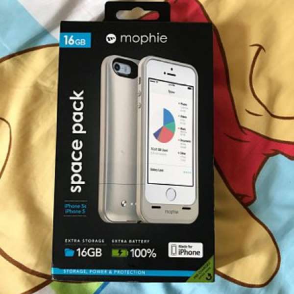 85%新 mophie space pack 16GB 金色電池保護套 合iPhone 5/5S/SE (請詳看內容)