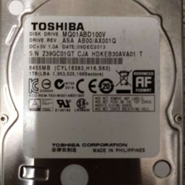 TOSHIBA Laptop 1TB 2.5"5400RPM HDD