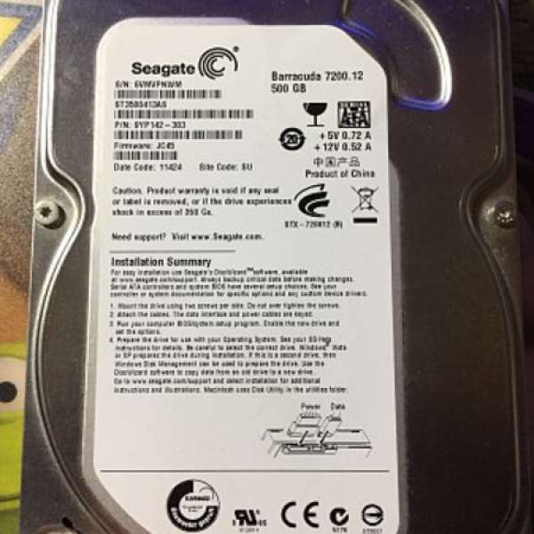 Seagate 500GB ST3500413AS 3.5" SATA 硬碟 Hard disk HDD