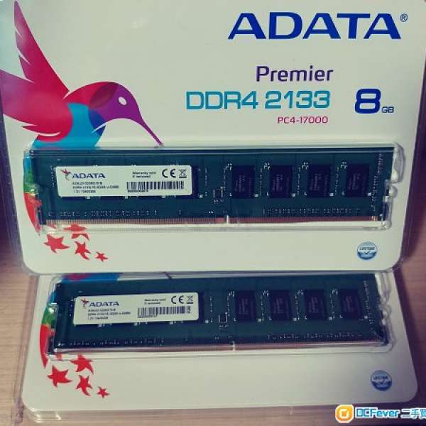 全新有保 ADATA Premier 8GB DDR4 2133 X 2