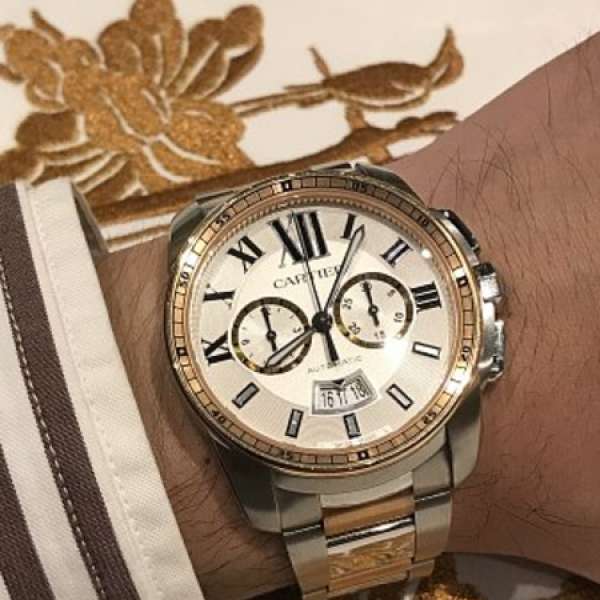 超罕 Cartier Calibre Chrono 18K玫瑰金 鋼帶 大裝42mm 紙盒有單 公價11.3萬