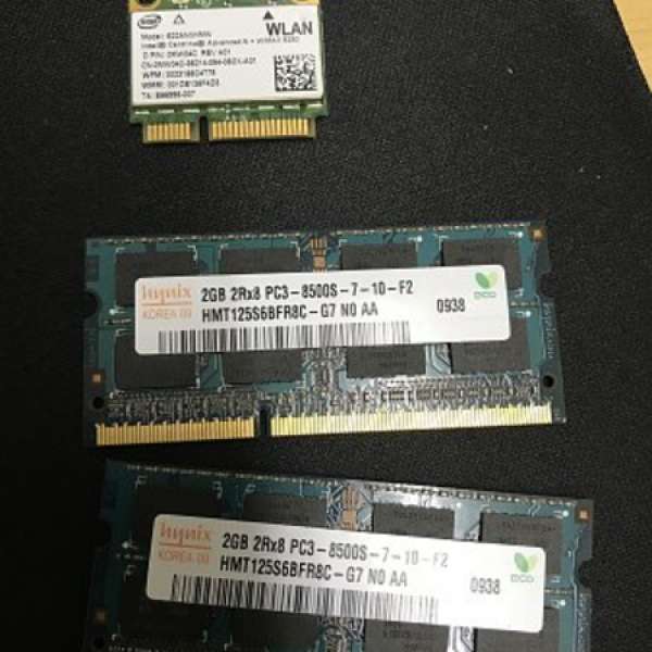 Hynix 2GB PC3-8500 DDR3-1066MHz CL7 notebook ram 兩條 送wifi卡