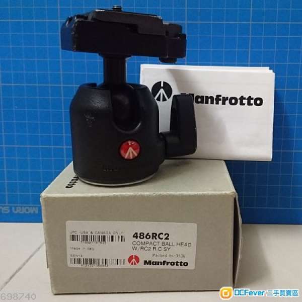 80%NEW Manfrotto 486RC2 Compact Ball Head 波頭雲台