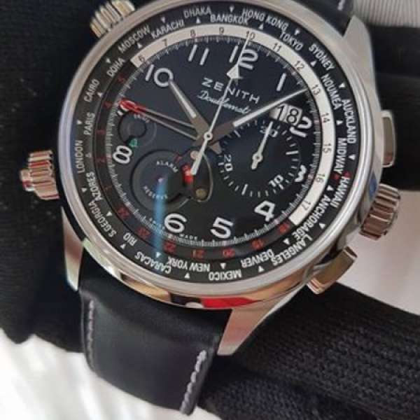 Zenith 真力時 全鋼 Pilot doublematic chrono worldtime alarm原廠內外盒,保用卡