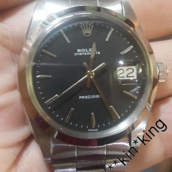 100%真品中古ROLEX-6694手上鍊靚灰黑面銀針銀字配硬淨7835板帶***好狀態!***