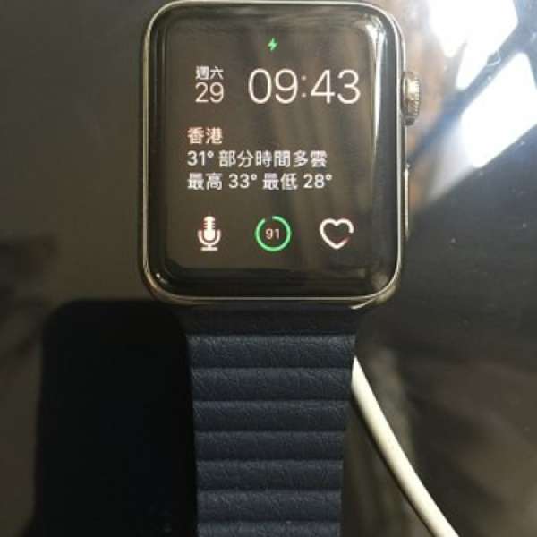 apple watch 1代 42mm不鏽鋼版配原廠皮帶 保養到2017年9月14日