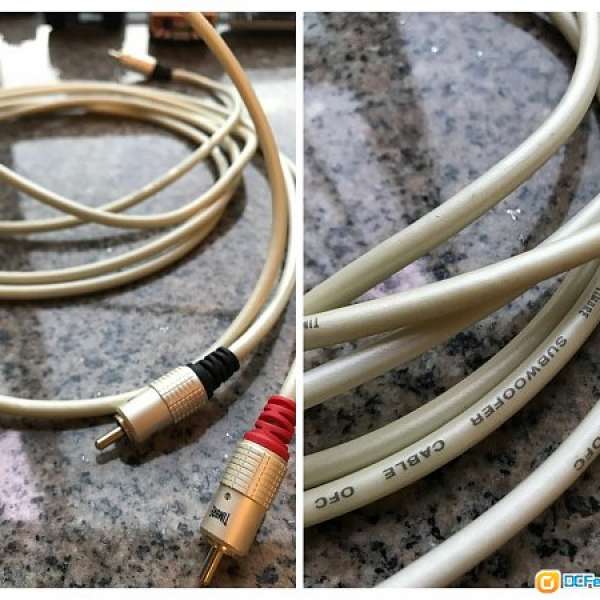 Timbre subwoofer cable 低音喇叭線 9ft, 送加拿大Maxcable 頂級喇叭線 SP-8818 2x6ft