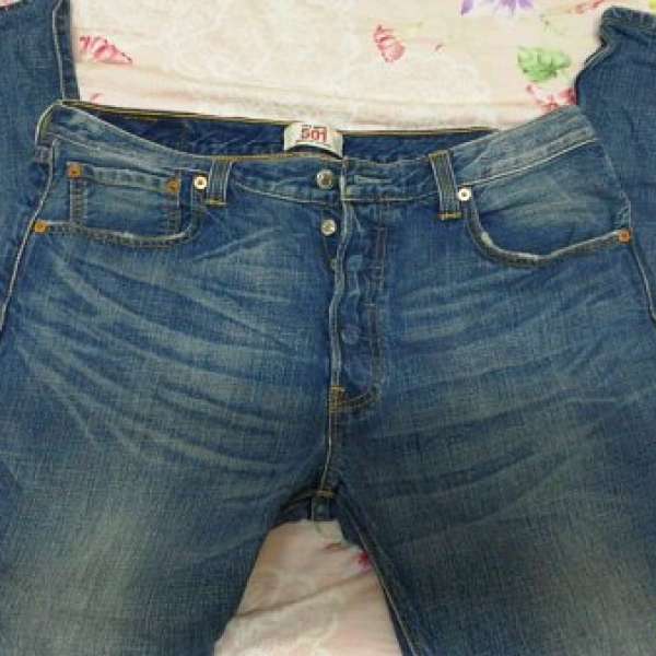 Levis 501 W34 L34 85%new 褲長41"