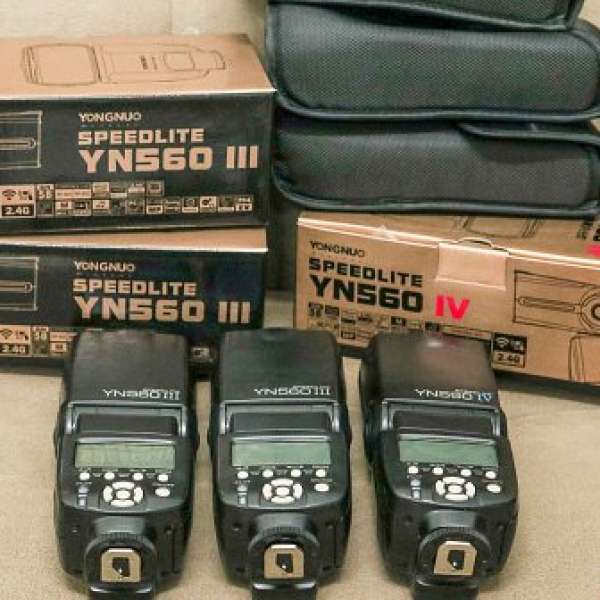 永諾 YN560 IV 閃光燈（帶主控功能）1支 及 YN560 III 2支