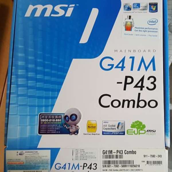 全新MSI G41M-P43 COMBO底板+Intel Q9300+Intel E5700+RAM+顯示卡