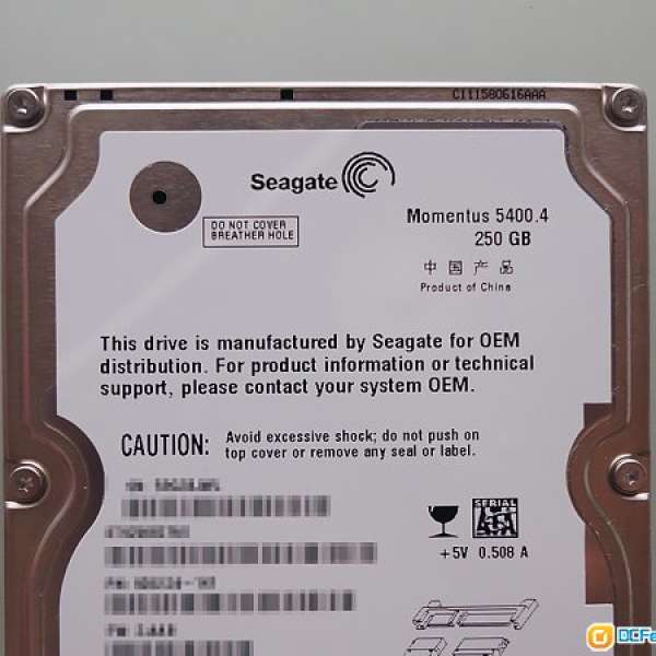 [二手] Seagate 2.5" SATA Notebook / Laptop 250GB 5400rpm hdd hard disk