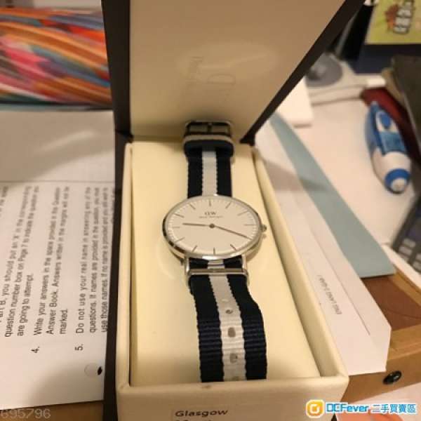 保證正貨 Daniel Wellington Glasgow 36mm Silver 藍底銀字