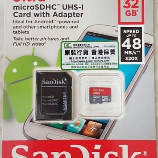 SanDisk Ultra 32GB microSDHC card with Adaptor