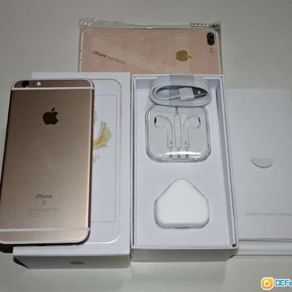 新淨無花 iPhone 6S Plus 128GB 白金色 港行ZP 全套新原廠配件,玻璃貼,透明軟套 30...