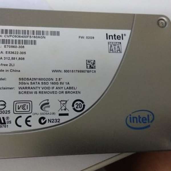 2.5 吋 MLC intel G2 160g ssd