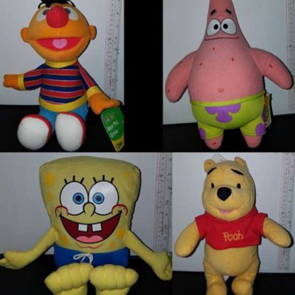 芝麻街 Ernie 小熊維尼 Winnie the Pooh 派大星海綿寶寶SpongeBob Doll Plush Toys...