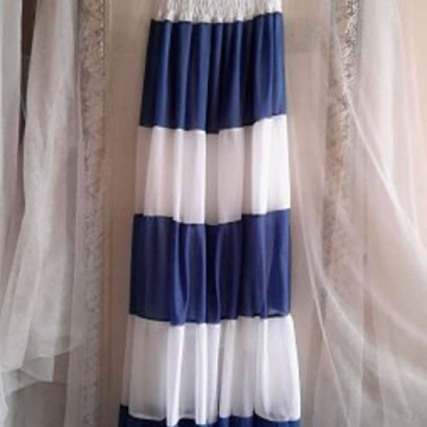 Blue & White-Casual-summer-beach-2-use-skirt-dress-Size-S-M