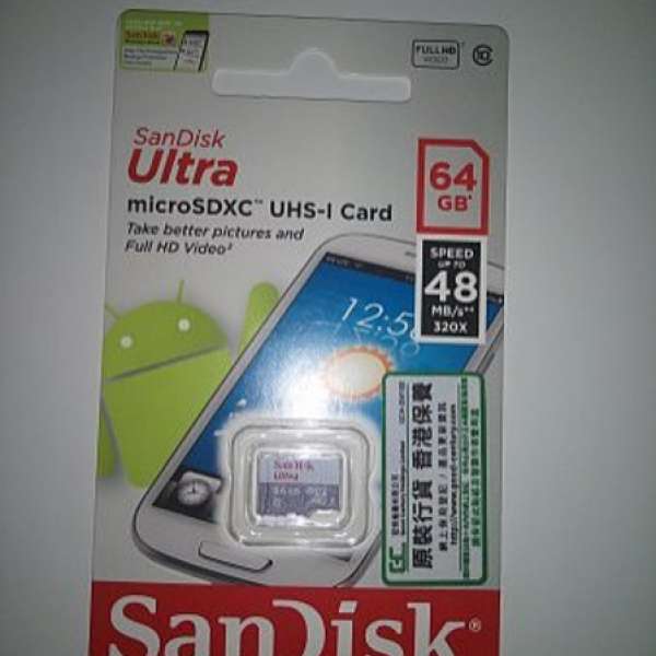 全新未開封 SanDisk Ultra micro SDXC UHS-I 64GB  (買手機送的)