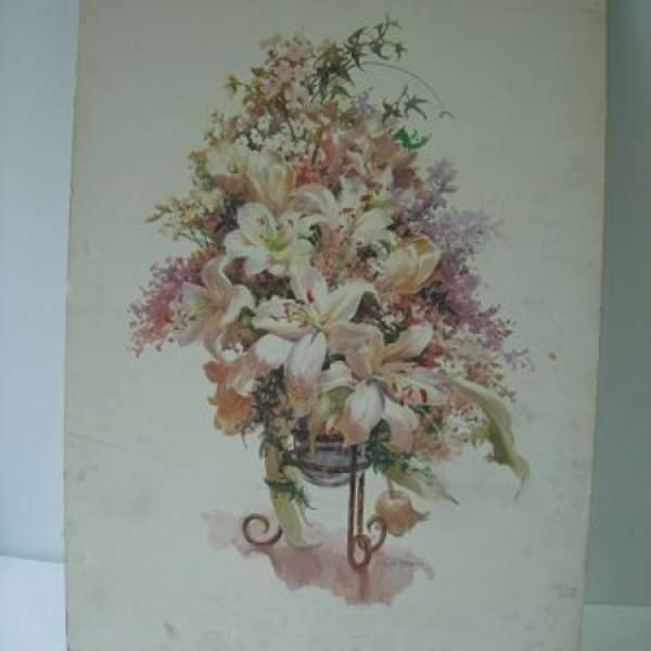 水彩印畫 "花" GRAND GLORIOUS BY RUTH BADERIAN 收藏/裝飾/擺設