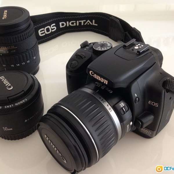 Canon EOS 400D Kit Set + 50mm/F1.8 II + Tokina 10-17mm fish eye