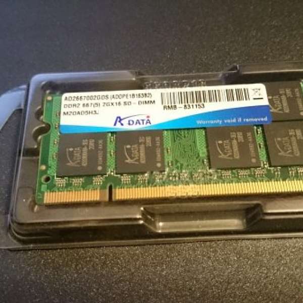 ADATA DDR2-667(5) 2GB x 1 (一條2GB) Notebook SODIMM RAM