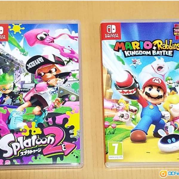 Nintendo switch games, splatoon2 and Mario+Rabbids