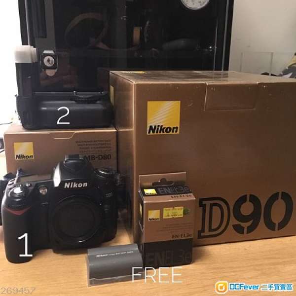 Nikon D90 BODY  + Nikon MB-D80 直倒［送］EN-EL3e 鋰電池 x 1枚