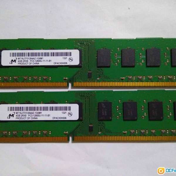 MT DDR3 1600MHz 4GB X 2條 =8GB 卓面電腦