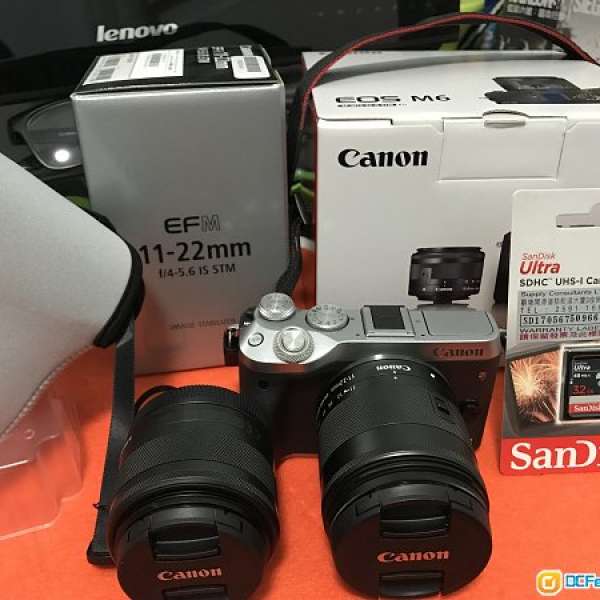 Canon M6（Kit set 15-45) + 連11-22 mm 廣角鏡(有保有盒有保養購至豐澤）