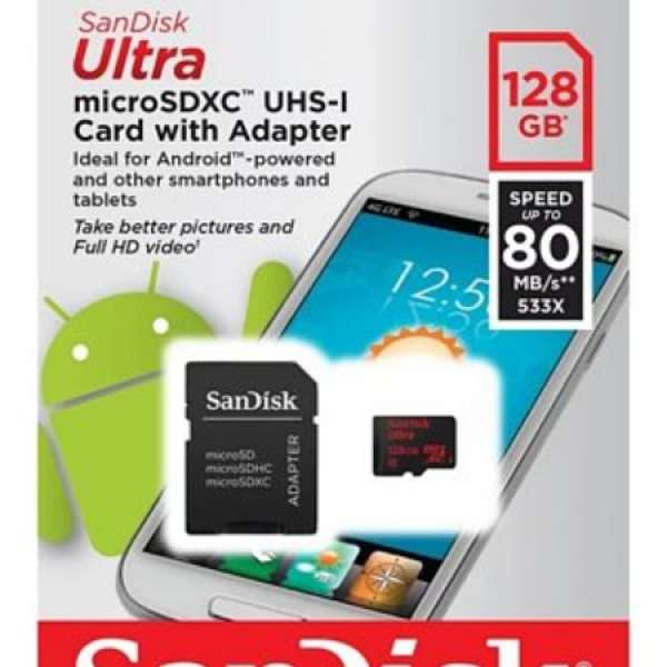 出售SanDisk Ultra Microsdhc UHS-I 128GB Card 80MB/s